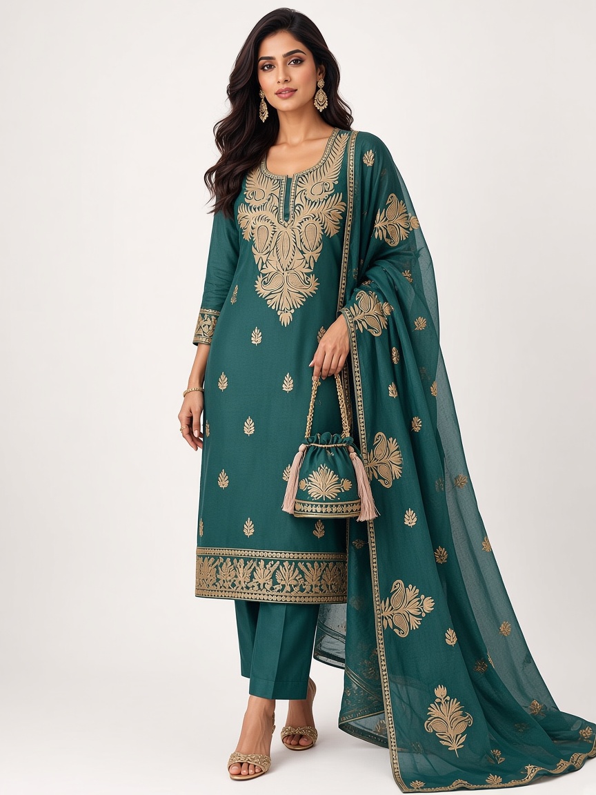 Peacock Tilla Suit